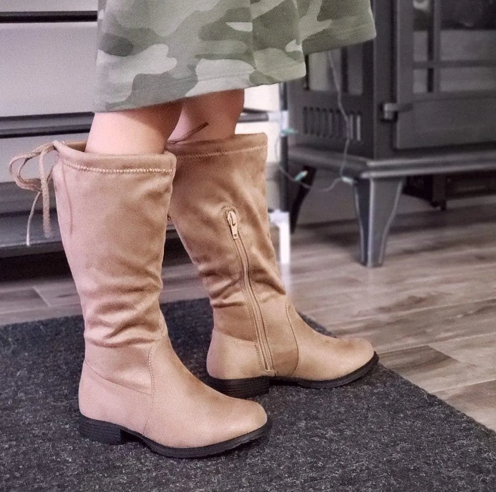 Jazam?? Little Girls Walker Tall Knee High Zipped Round Toe Riding Dress Boots