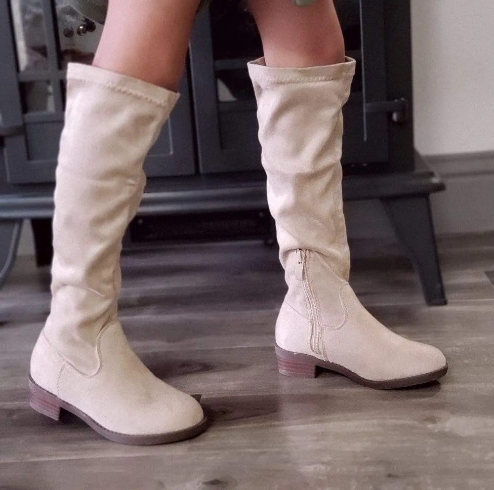 Jazam?? Little Girls Walker Tall Knee High Zipped Round Toe Riding Dress Boots