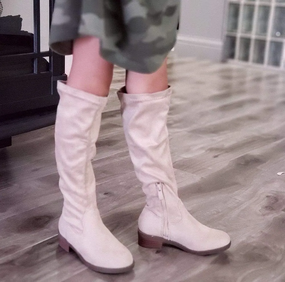 Jazam?? Little Girls Walker Tall Knee High Zipped Round Toe Riding Dress Boots