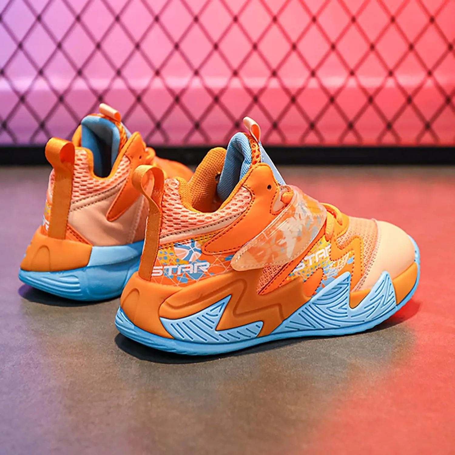 Kids Basketball Sneakers Girls Boys Running Mesh Fitness Training Sneaker Lightweight Anti-Slip Sports Athletic Shoes