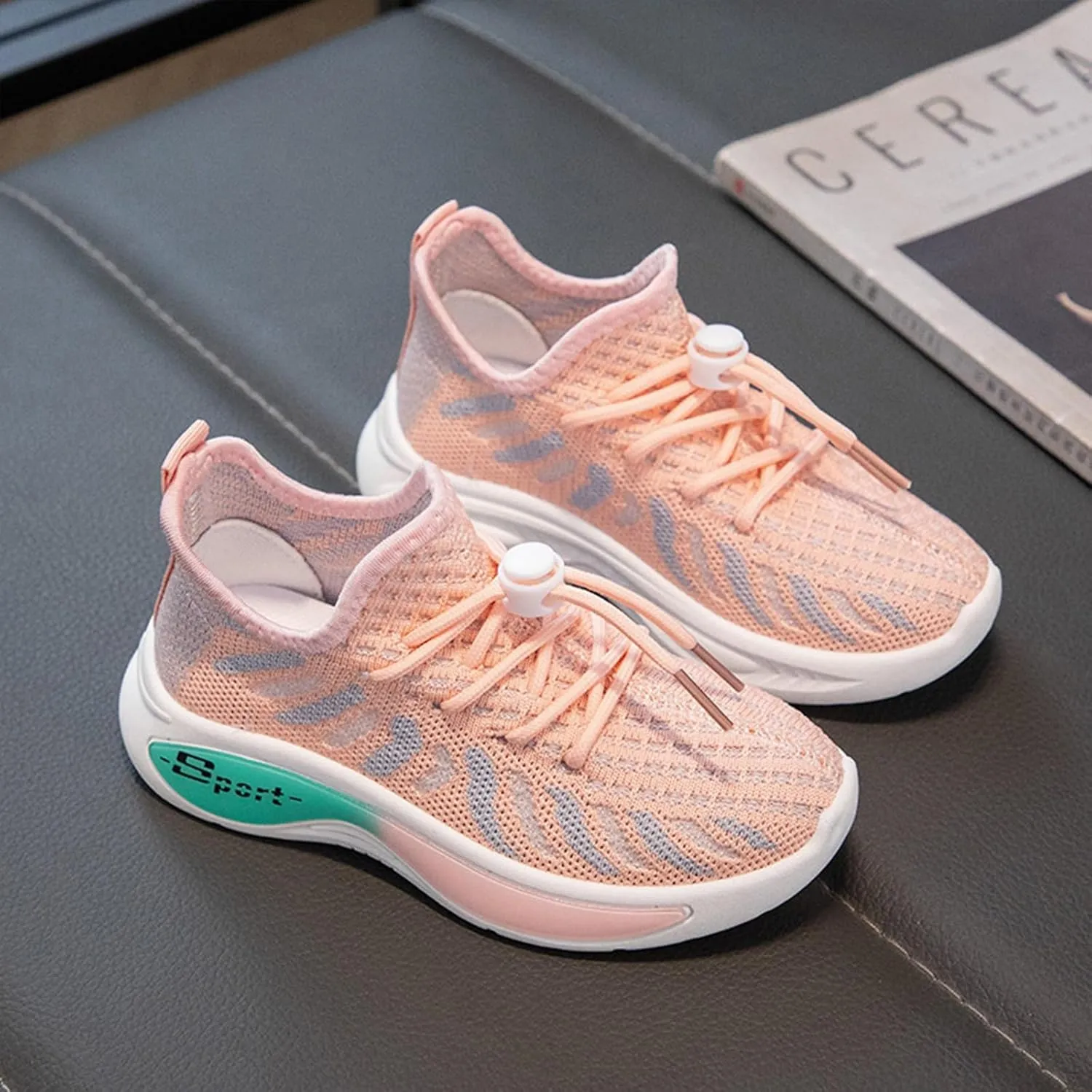 Kids Mesh Breathable Sneakers with Lace Boys Girls Sole Non Slip Fall Running Sport Shoes Outdoor Athletic Casual Shoes
