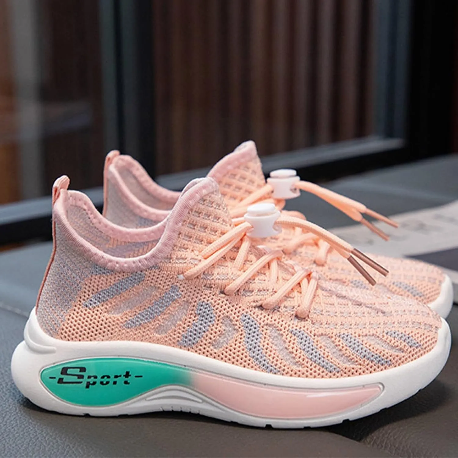 Kids Mesh Breathable Sneakers with Lace Boys Girls Sole Non Slip Fall Running Sport Shoes Outdoor Athletic Casual Shoes