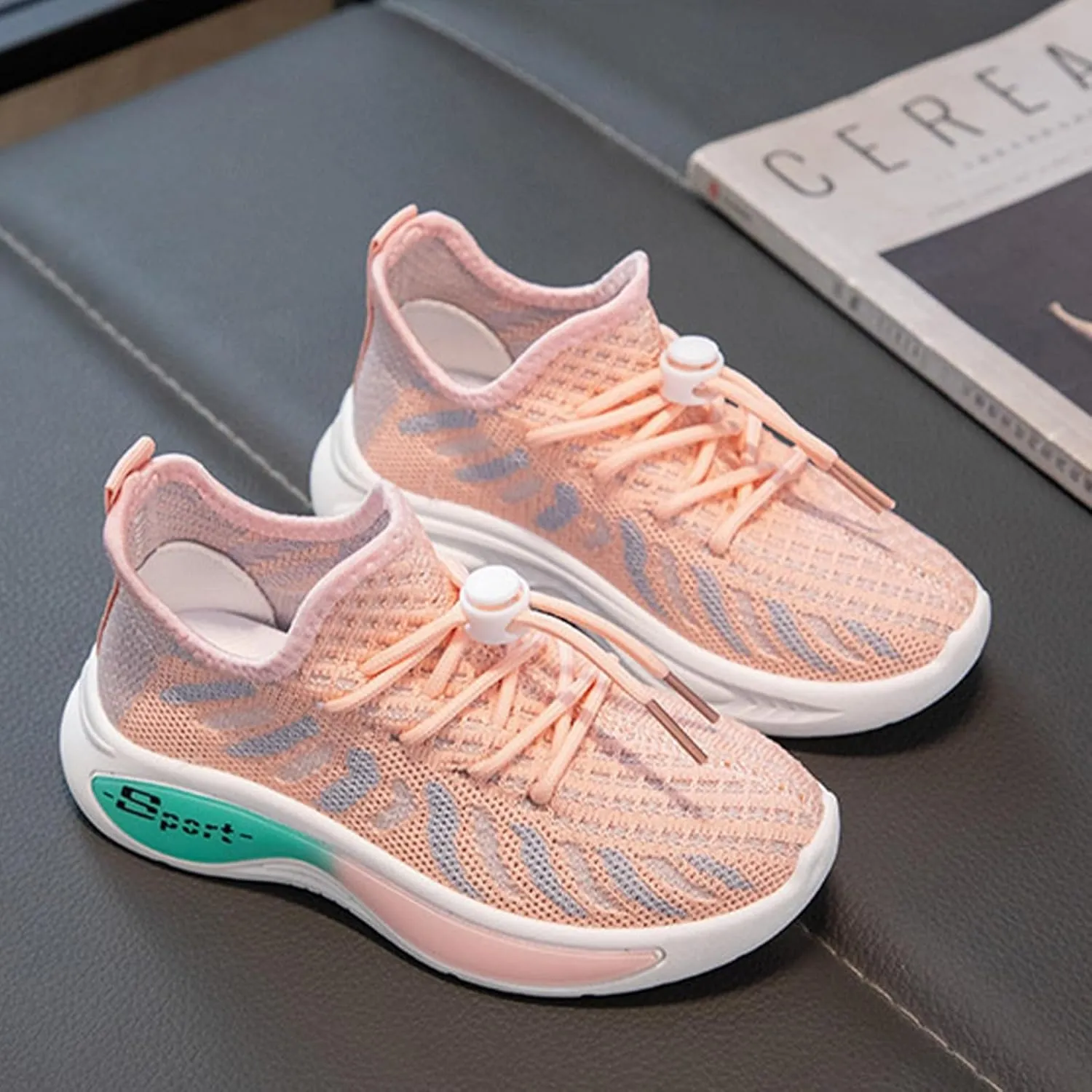 Kids Mesh Breathable Sneakers with Lace Boys Girls Sole Non Slip Fall Running Sport Shoes Outdoor Athletic Casual Shoes