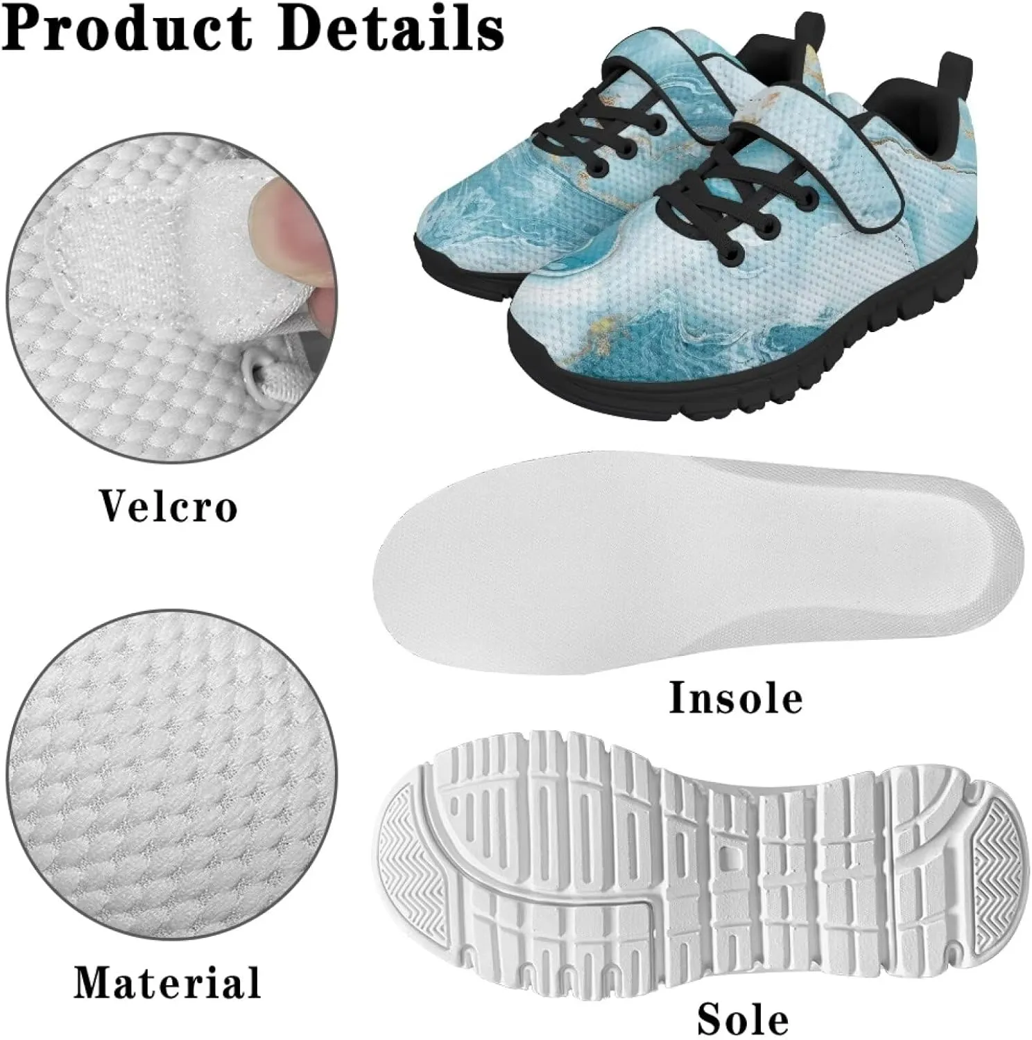 Kids Sneakers Comfy Zero-Drop Healthy Sole Sneakers Strap Athletic Walking Shoes Lightweight Minimalist Sneakers
