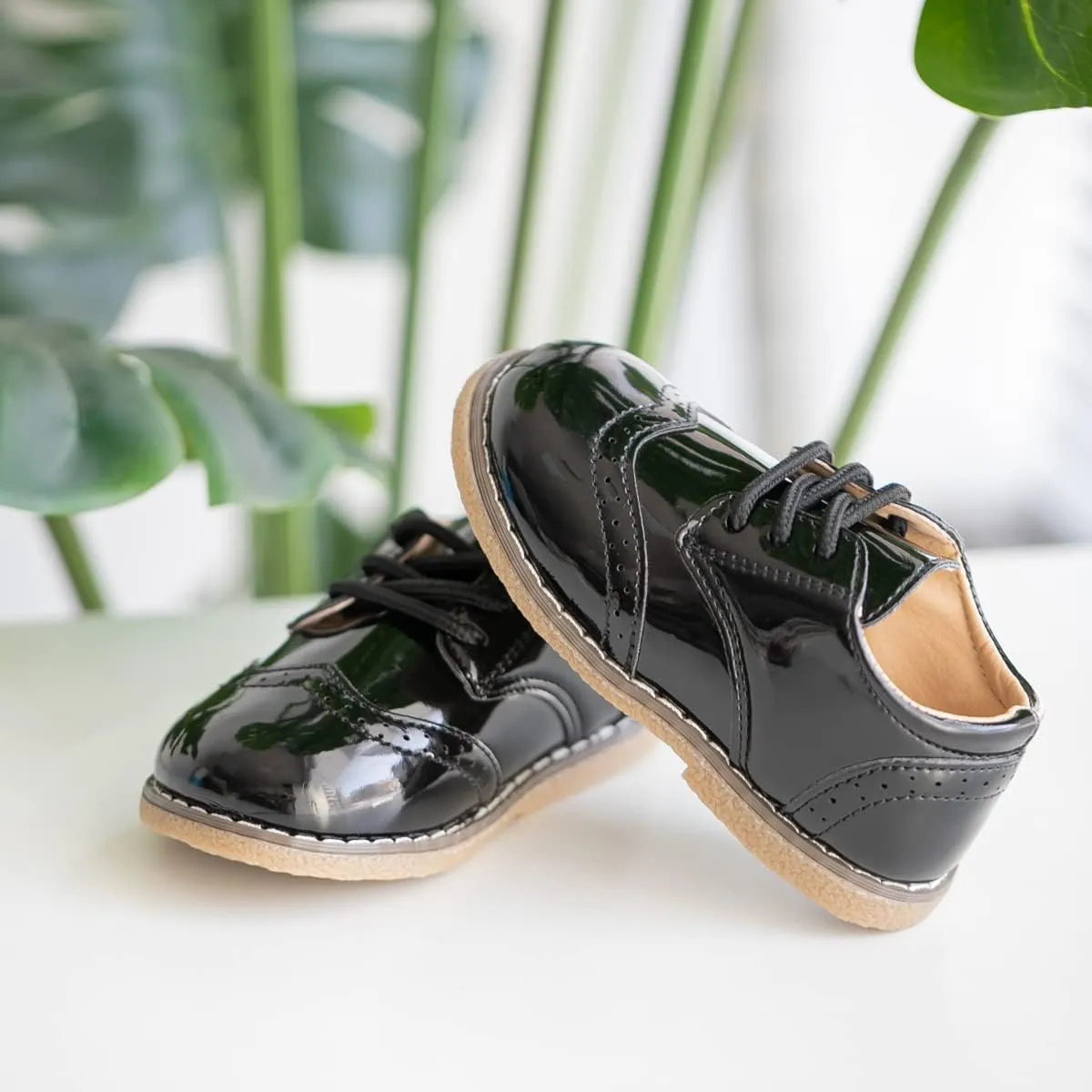 KIDSUN Toddler Boys Girls Dress Shoes Comfort Lace-Up Oxford School Uniform Shoes Loafer Flats (Toddler/Little Kid) E-Black