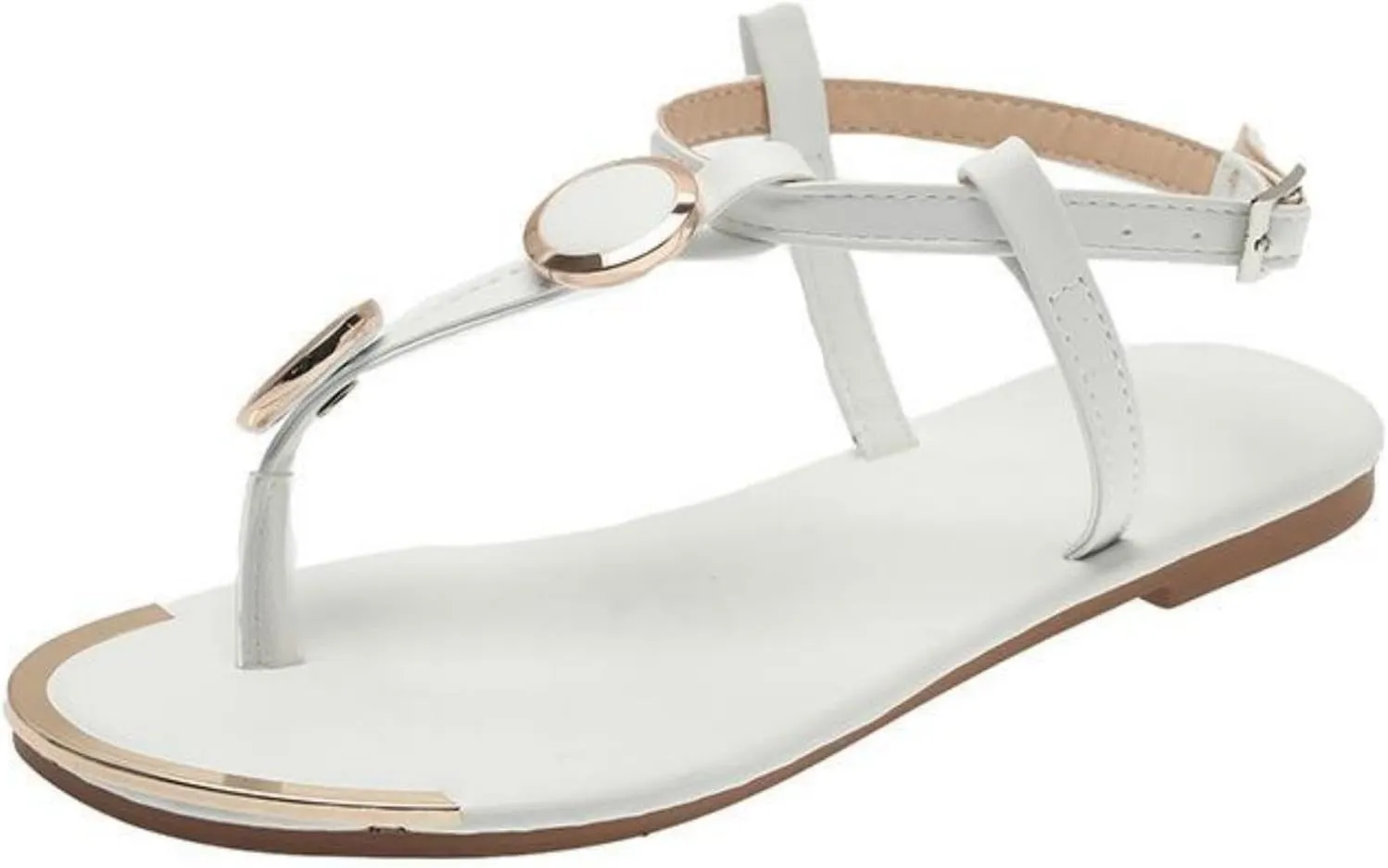 Ladmiple Sandals Women Comfortable Walking Strappy String Thong Ankle Strap Casual Dressy Summer Gladiator Flat Sandals