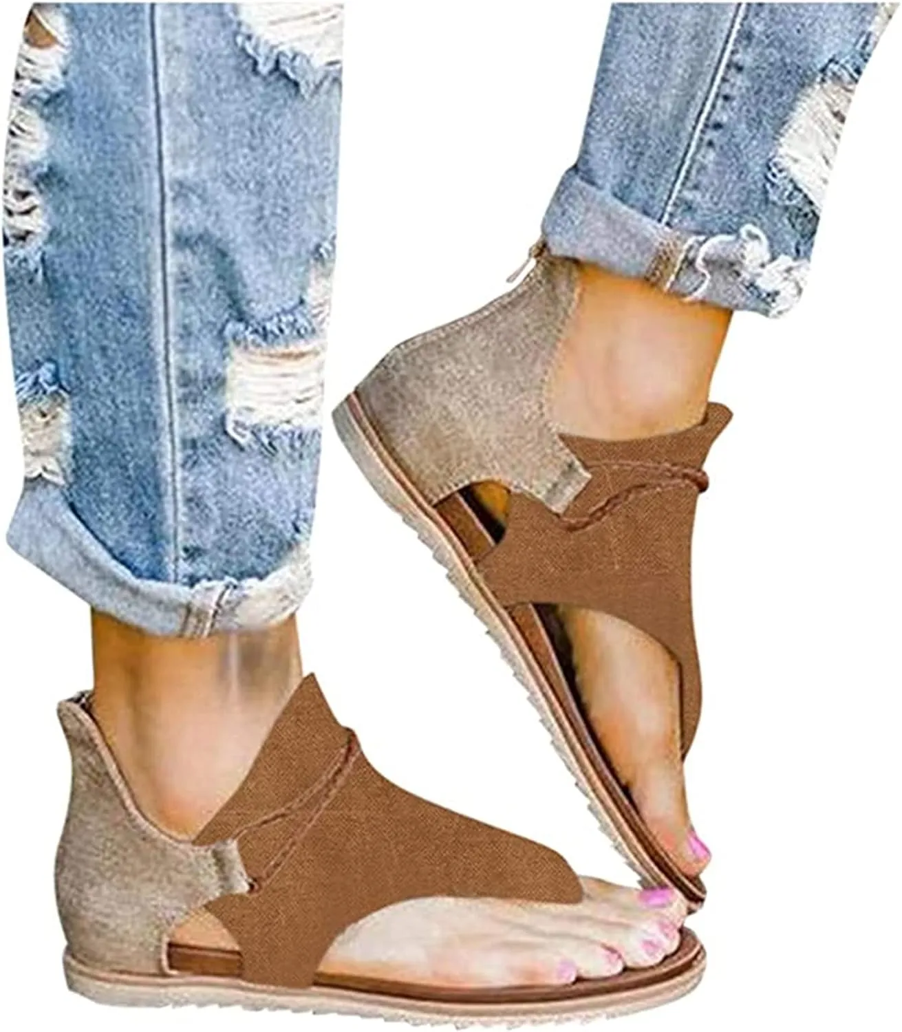 Ladmiple Sandals Women Dressy Summer Open Toe Flip Flops Gladiator Sandals Causal Beach Travel Platform Slippers Shoes