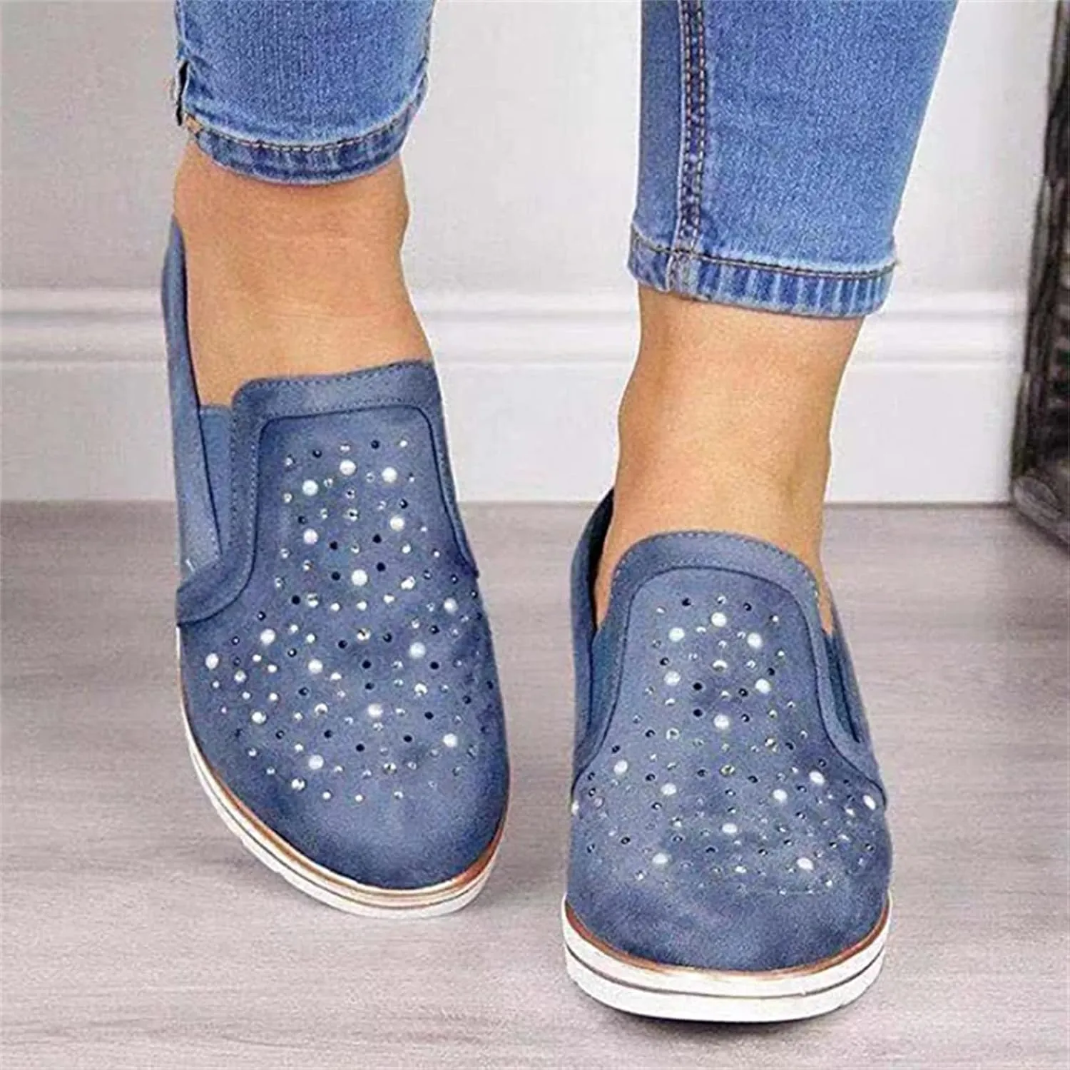 Ladmiple Shoes For Women Sneakers Slip Ons Walking Running Shoes Non Slip Tennis Fashion Sneakers Slip On Platform Shoes
