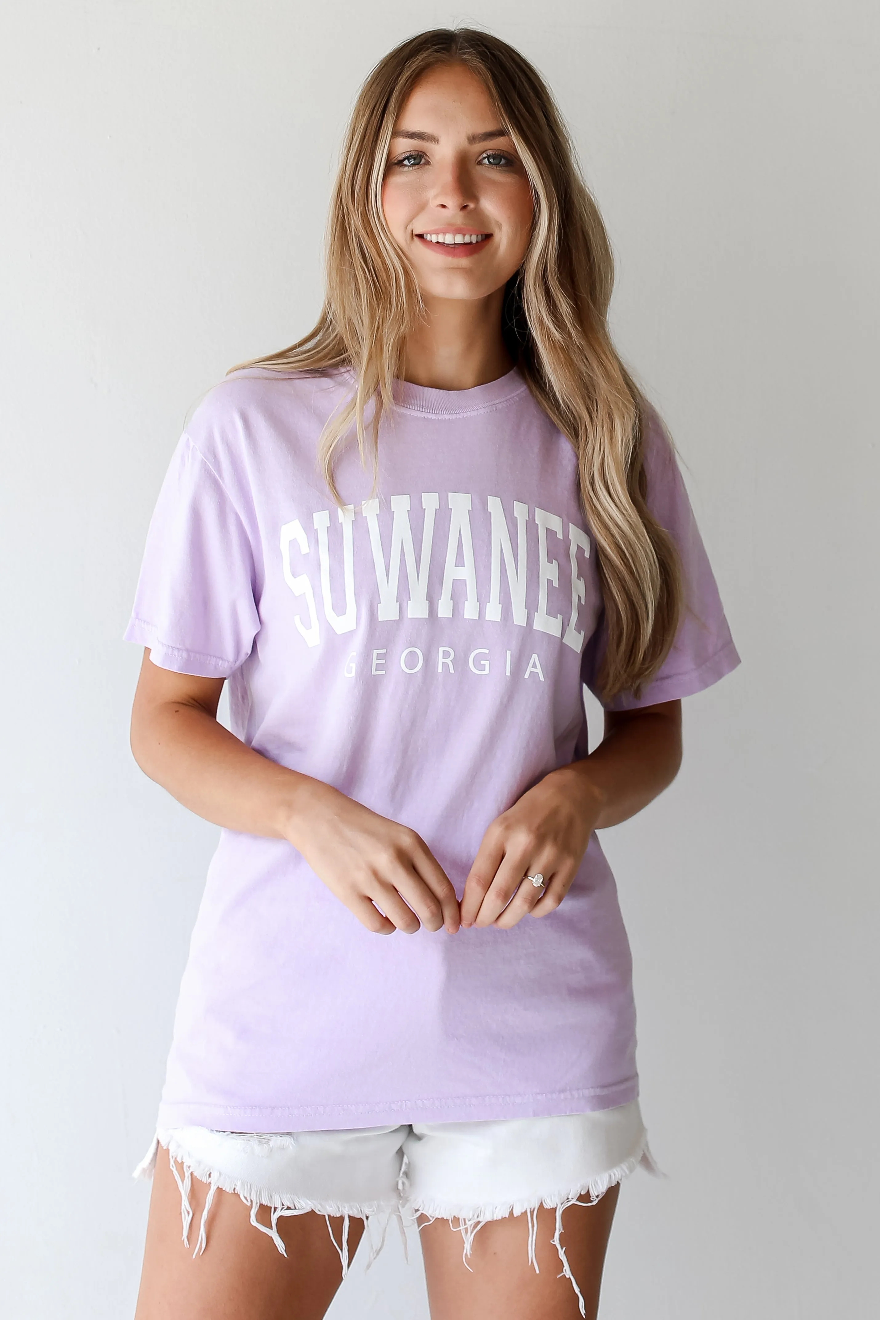 Lavender Suwanee Georgia Block Letter Tee