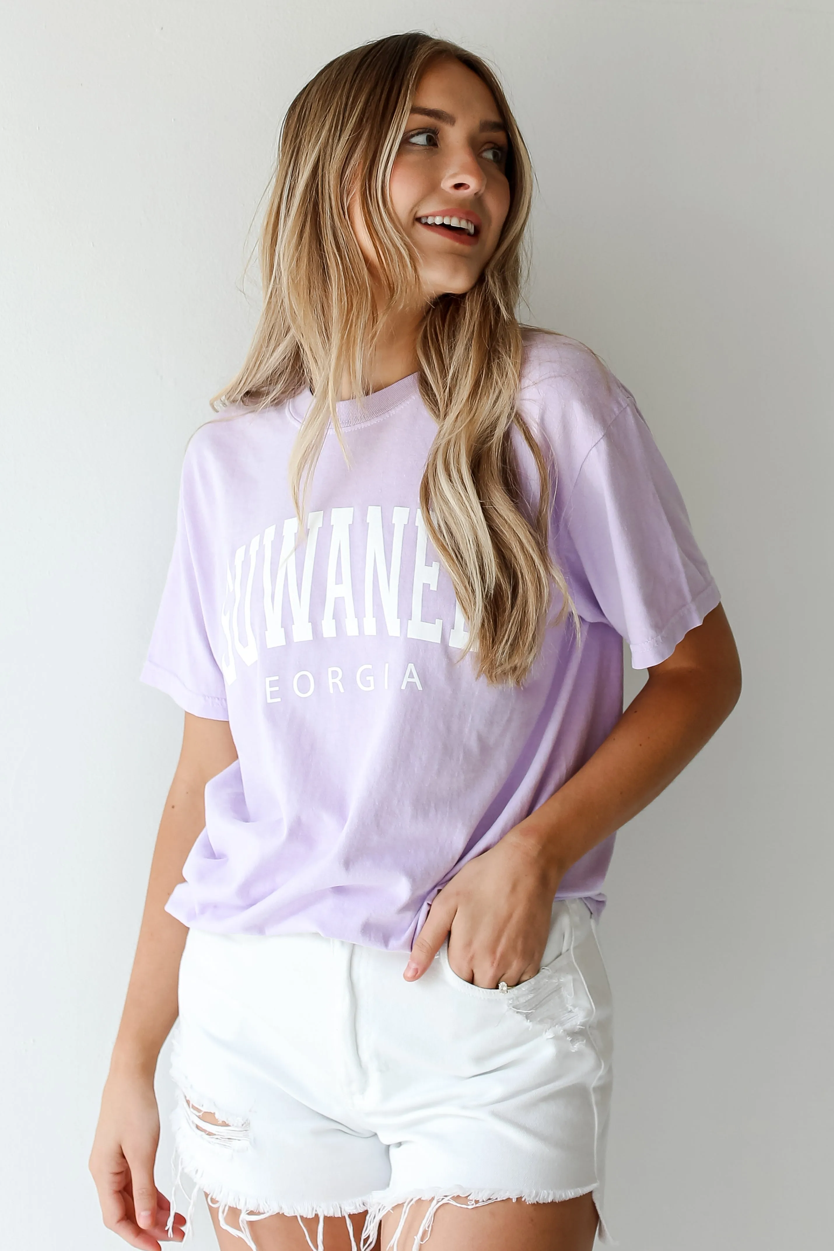 Lavender Suwanee Georgia Block Letter Tee
