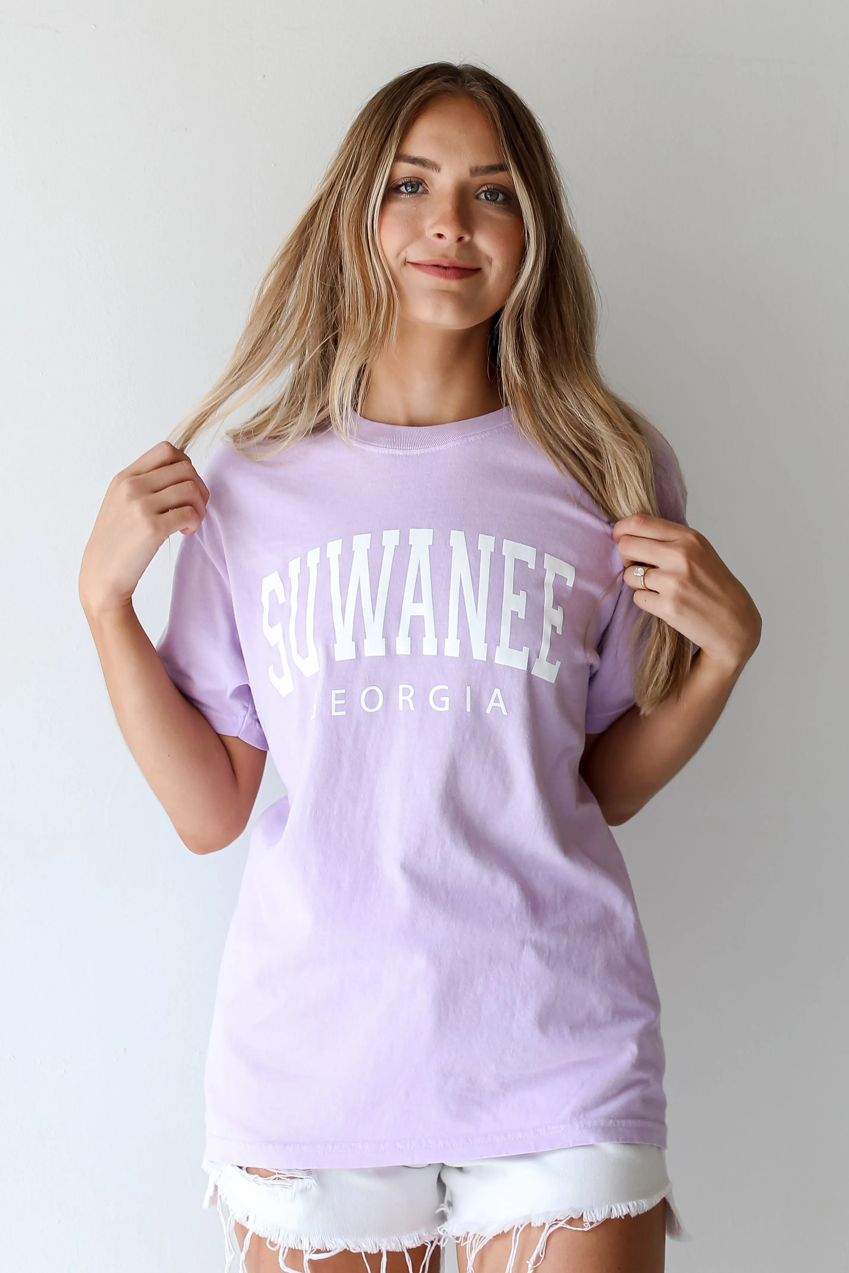 Lavender Suwanee Georgia Block Letter Tee