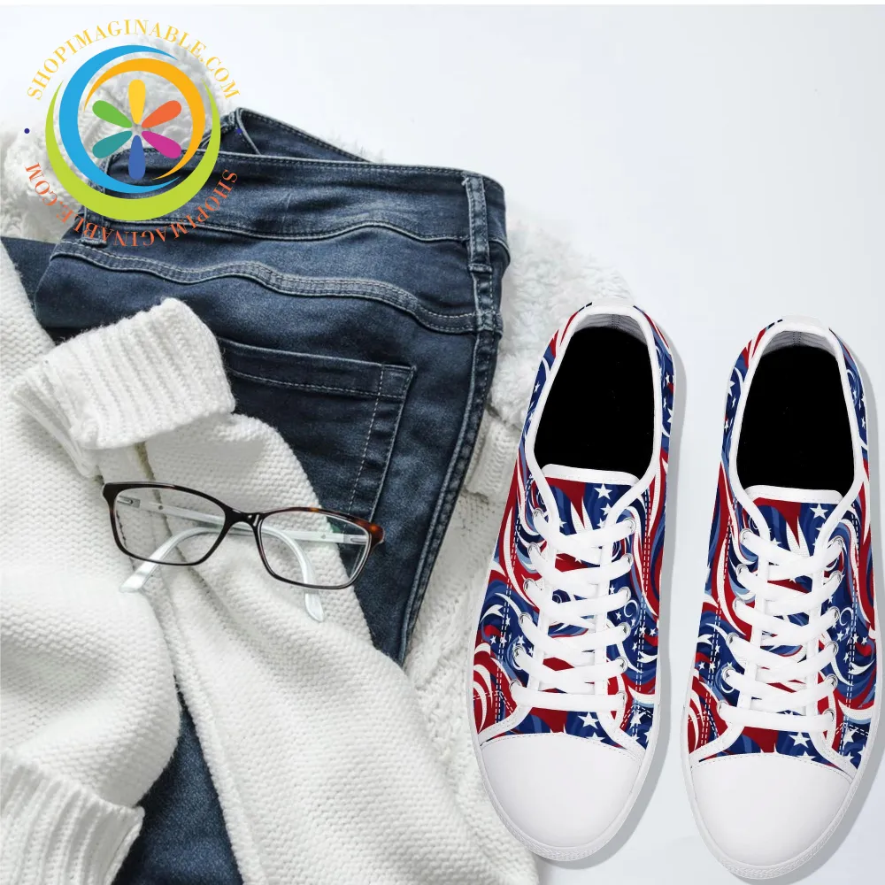 Let Freedom Ring!  Ladies Low Top Canvas Shoes