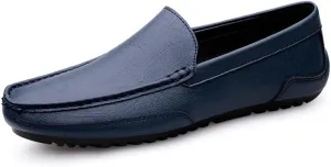 Loafers for Men Round Toe Solid Color Leather Loafer Shoes Comfortable Lightweight Slip Resistant Fashion Party Slip-on