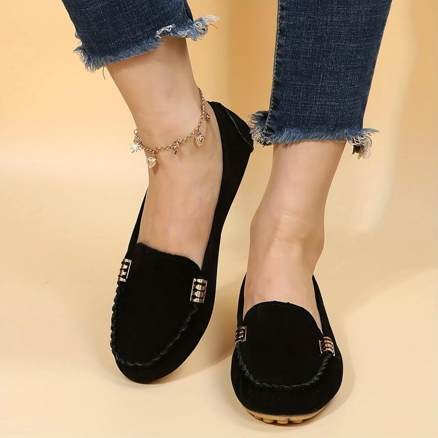Loafers for Women Comfort Walking Shoes Comfort Walking Boat Shoe Lightweight Penny Loafers Slip on Work Flats Comfortable Loafer Casual Round Toe Moccasins Wild Driving Flat 2025