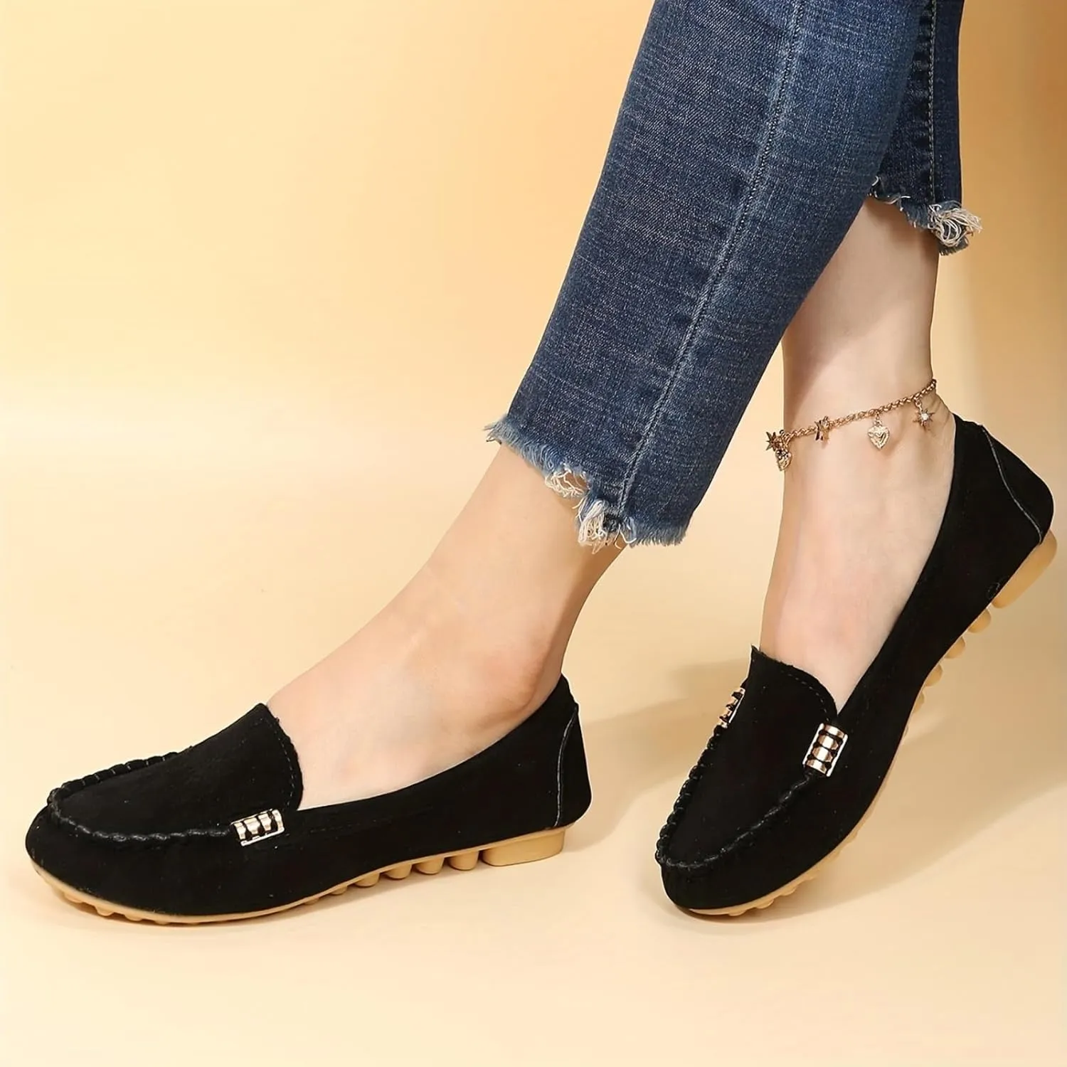 Loafers for Women Comfort Walking Shoes Comfort Walking Boat Shoe Lightweight Penny Loafers Slip on Work Flats Comfortable Loafer Casual Round Toe Moccasins Wild Driving Flat 2025
