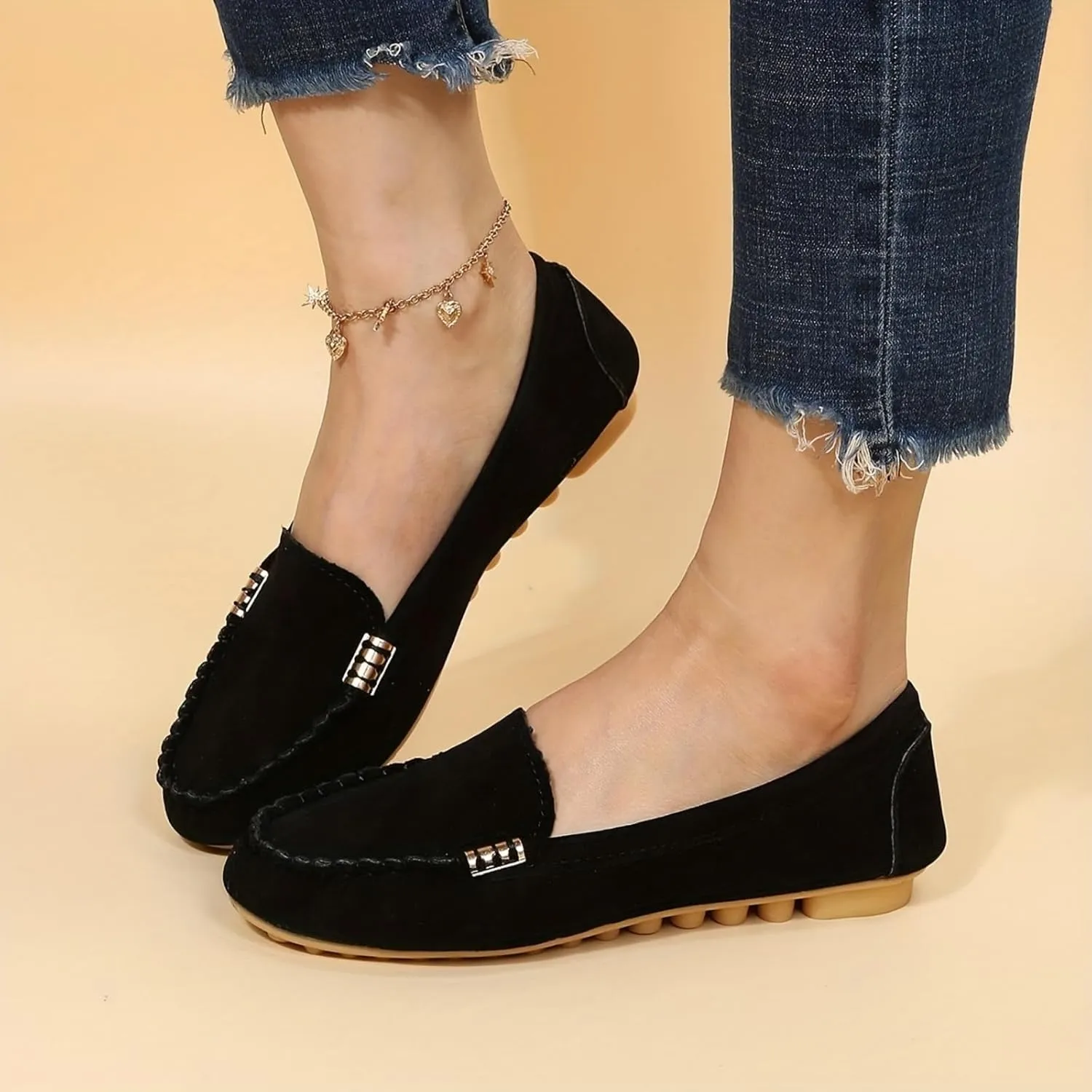 Loafers for Women Comfort Walking Shoes Comfort Walking Boat Shoe Lightweight Penny Loafers Slip on Work Flats Comfortable Loafer Casual Round Toe Moccasins Wild Driving Flat 2025
