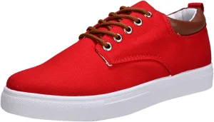 Men Low Top Canvas Walking Shoes Lace Up Fashion Casual Boats and Shoes