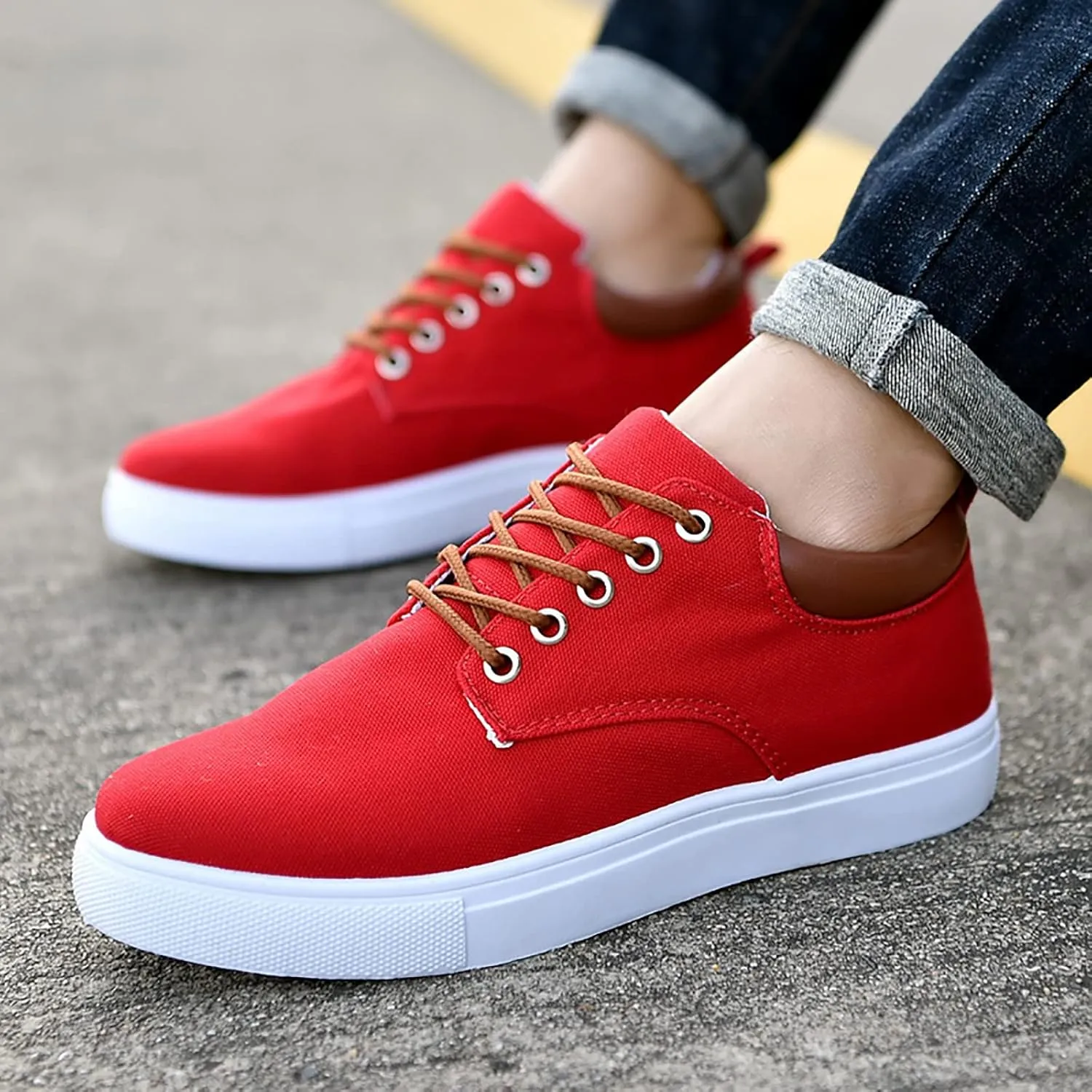 Men Low Top Canvas Walking Shoes Lace Up Fashion Casual Boats and Shoes