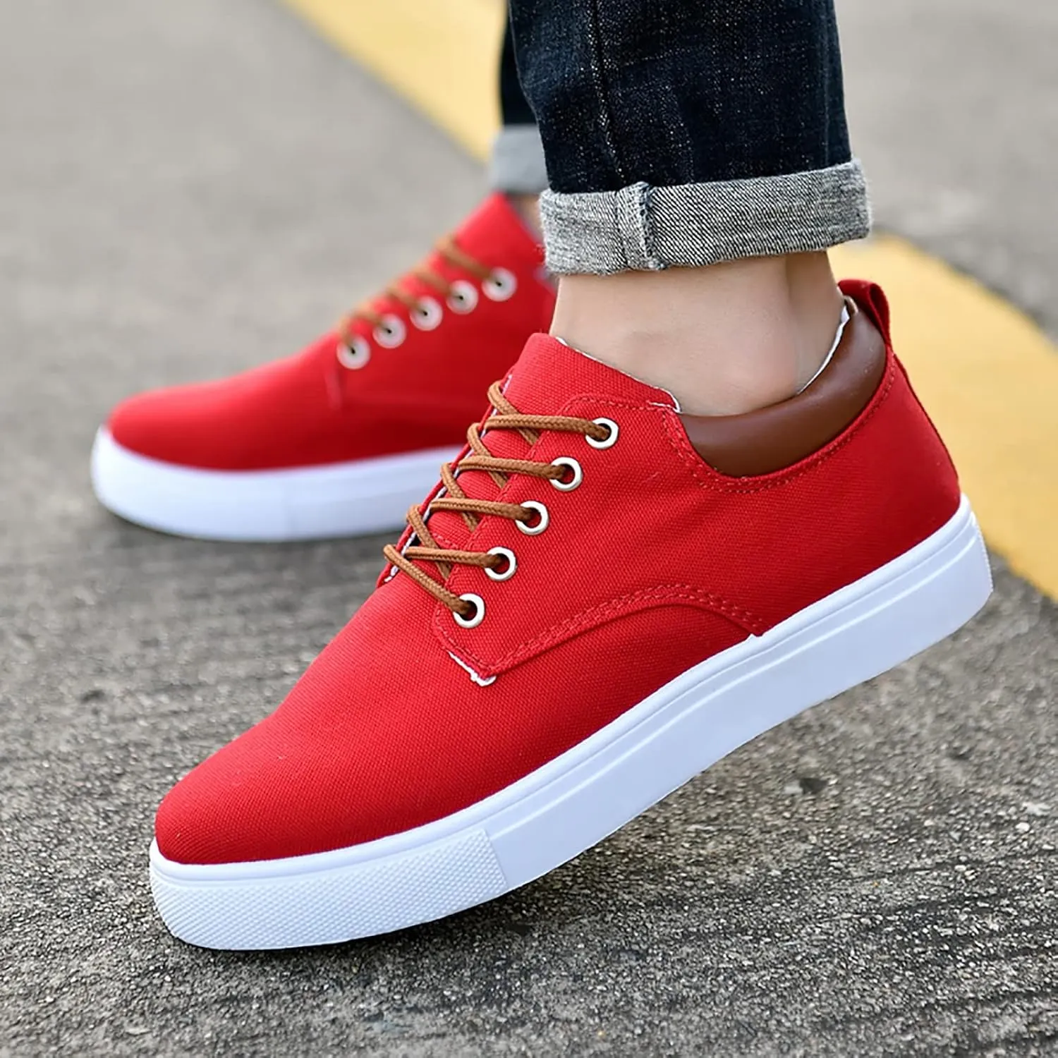 Men Low Top Canvas Walking Shoes Lace Up Fashion Casual Boats and Shoes