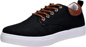 Men Low Top Canvas Walking Shoes Lace-Up Fashion Casual Sneakers Wide Width Breathable Sport Shoes Slip On Platform Sneakers