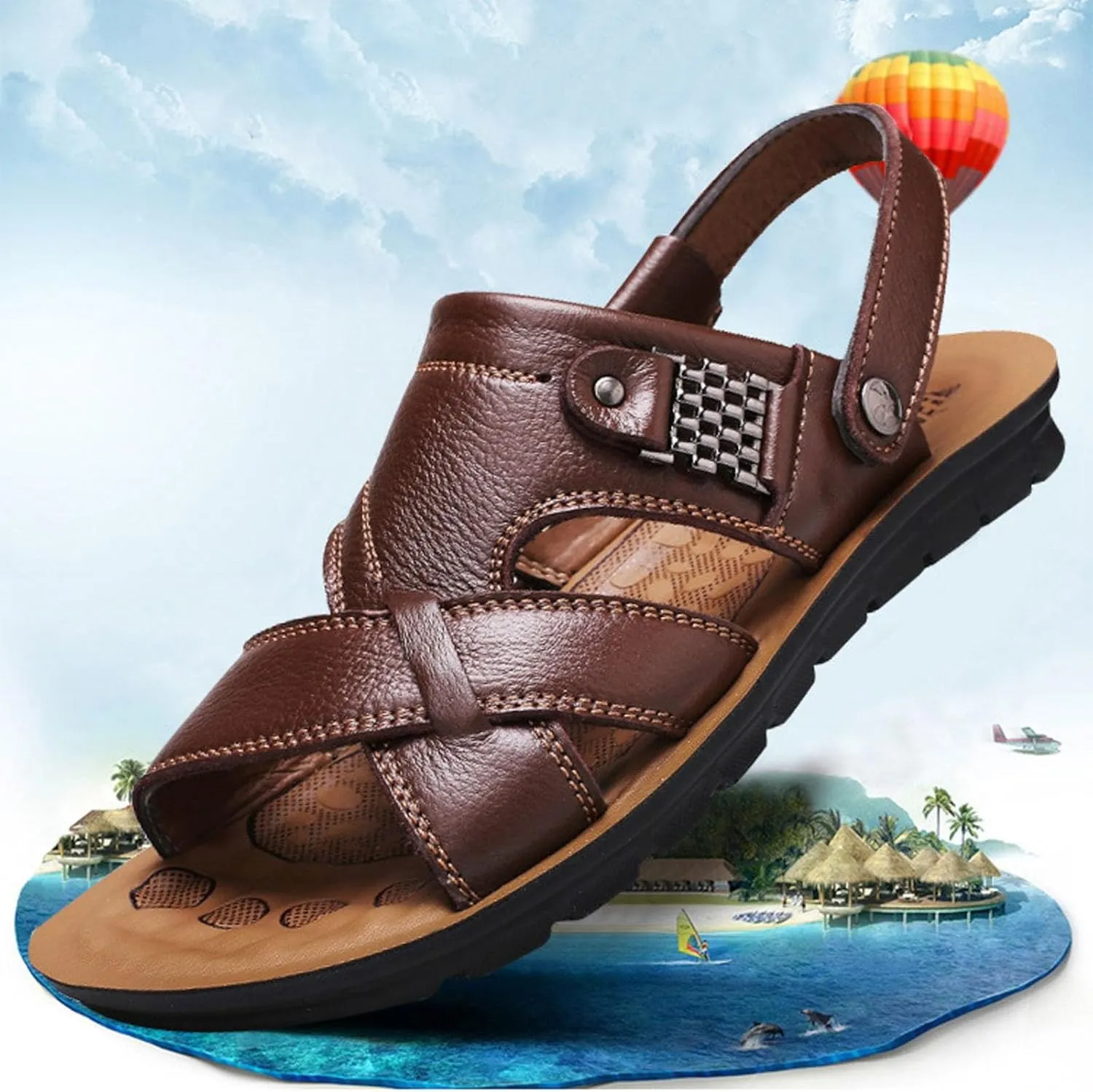 Men's Beach Hollow Soft Sole Comfortable Spring And Summer Casual Fashion Sandals Mens Dress Sandals