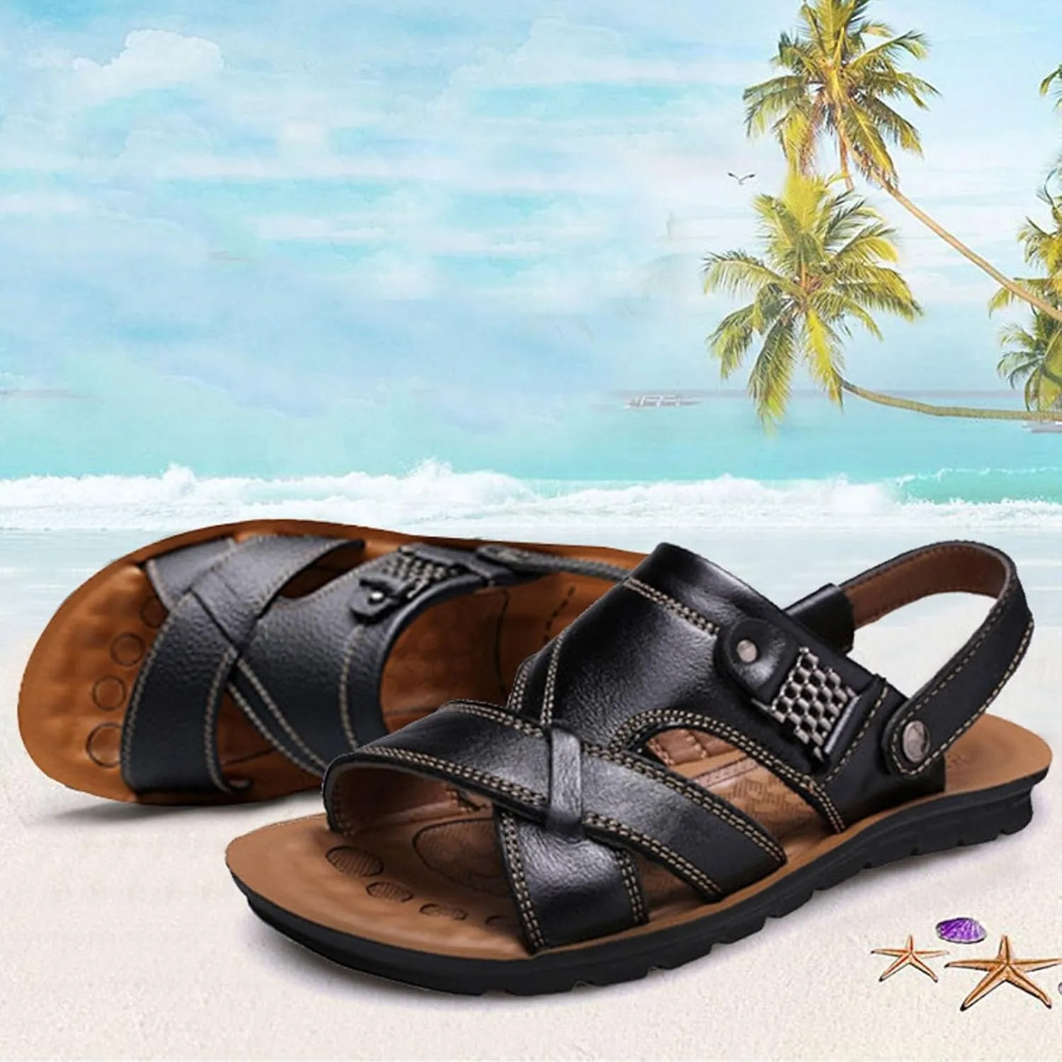 Men's Beach Hollow Soft Sole Comfortable Spring And Summer Casual Fashion Sandals Mens Dress Sandals