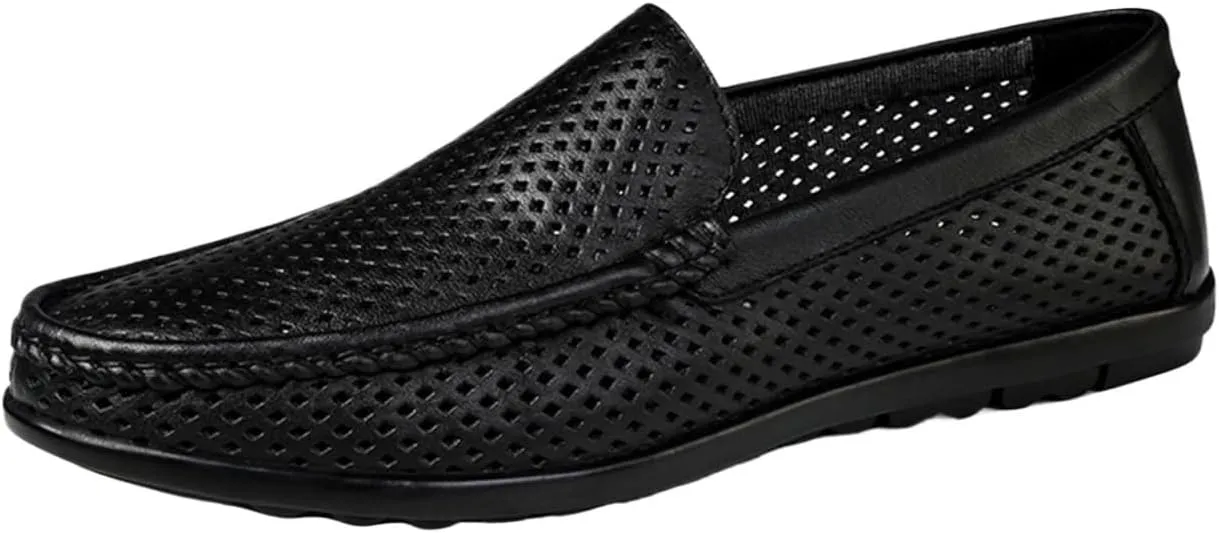 Men's Breathable Leather Loafers ?C Lightweight Slip-On Shoes with Anti-Slip Sole, Comfortable and Casual Slip-Resistant Design
