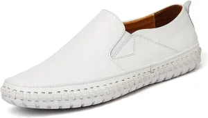 Men's Casual Leather Loafers Slip-On Dress Shoes Driving Walking Shoes Brown Loafers Men