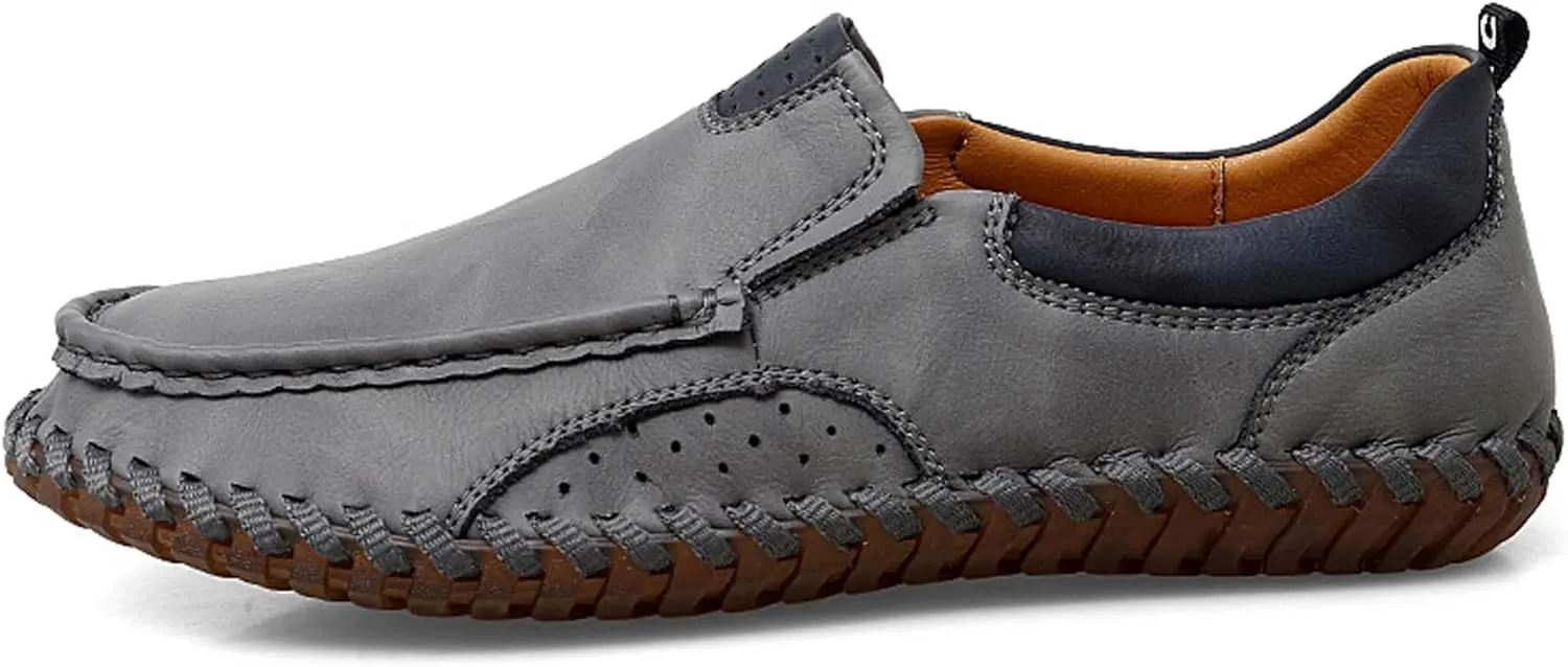 Men's Casual Loafers Comfortable Handmade Leather Loafers Fashion Slip On Driving Shoes Lightweight Soft Sole Casual Sneakers Men's Classic Leather Shoes