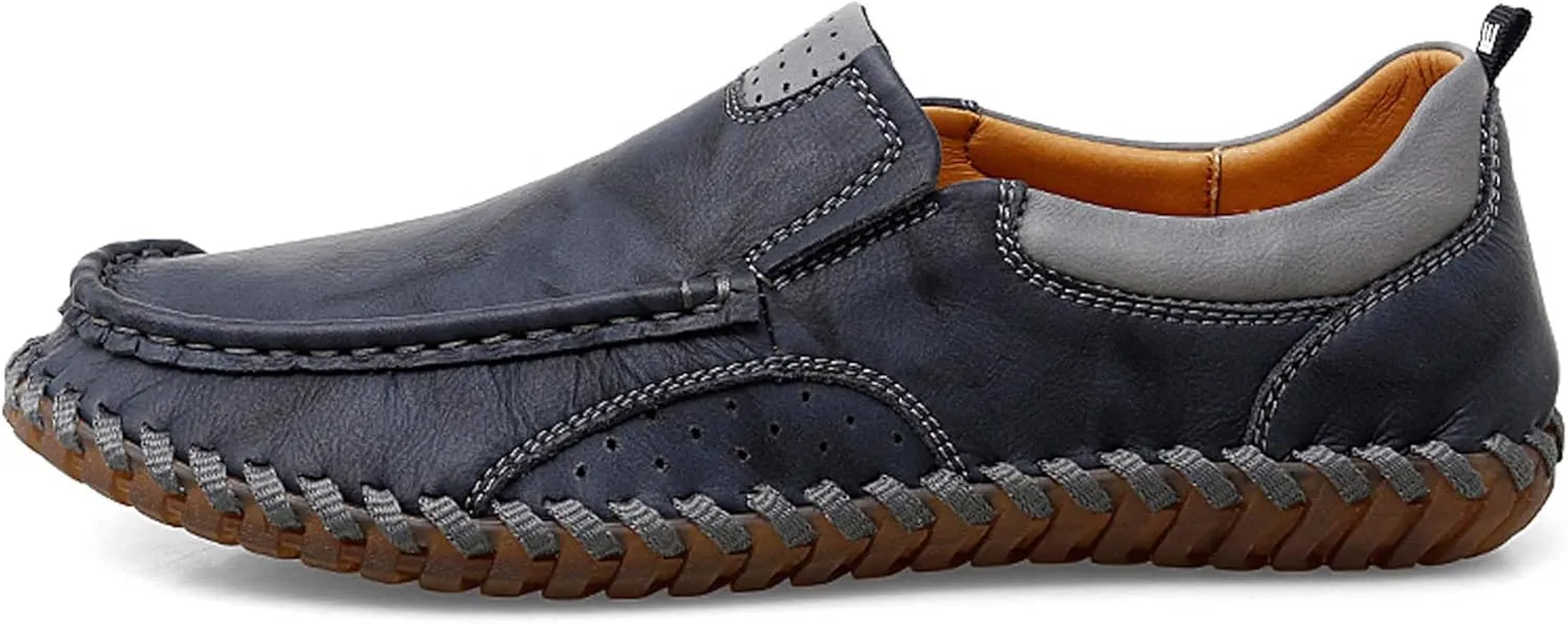 Men's Casual Loafers Comfortable Handmade Leather Loafers Fashion Slip On Driving Shoes Lightweight Soft Sole Casual Sneakers Men's Classic Leather Shoes