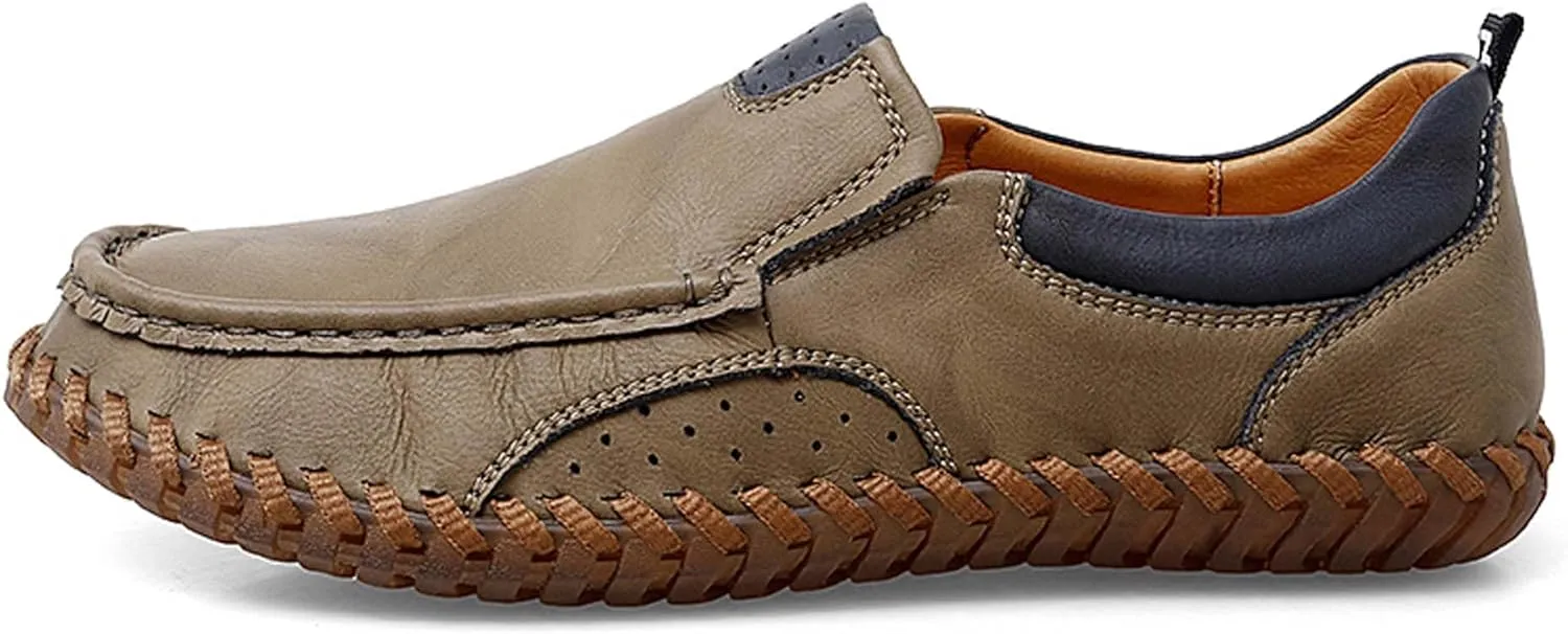 Men's Casual Loafers Comfortable Handmade Leather Loafers Fashion Slip On Driving Shoes Lightweight Soft Sole Casual Sneakers Men's Classic Leather Shoes