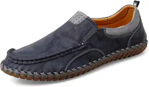 Men's Casual Loafers Comfortable Handmade Leather Loafers Fashion Slip On Driving Shoes Lightweight Soft Sole Casual Sneakers Men's Classic Leather Shoes
