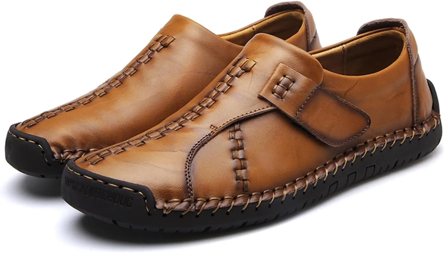 Men's Causal Loafers Slip on Leather Handmade Driving Oxford Flats Comfortable Walking Shoes