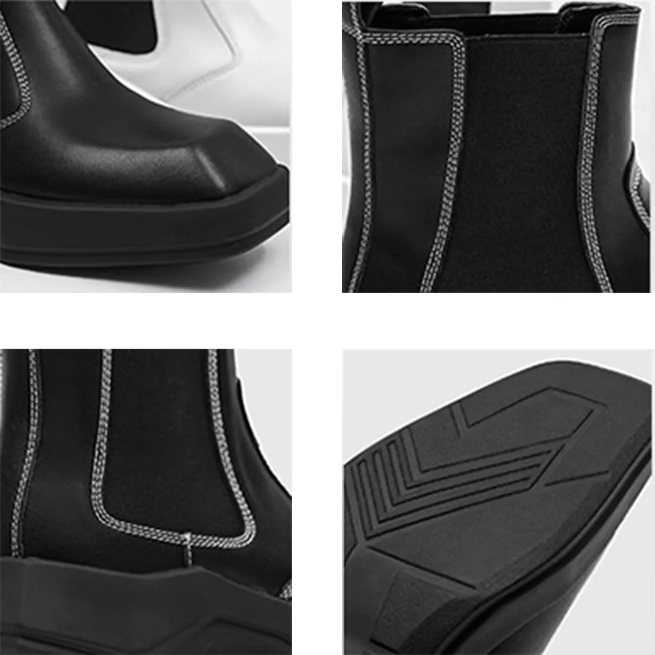 Mens Chelsea Boots Comfort Platform Work Boots Zipper Leather High Top Motorcycle Boots