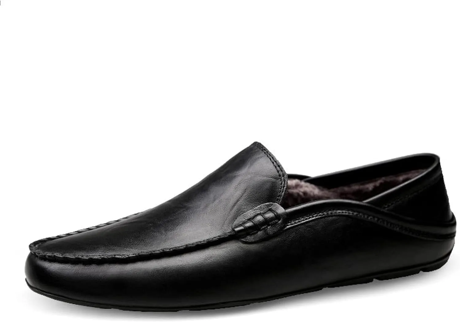 Men's Leather Handmade Driving Loafers, Casual Shoes, Winter Warm Loafers, Men's Lightweight Flat Shoes