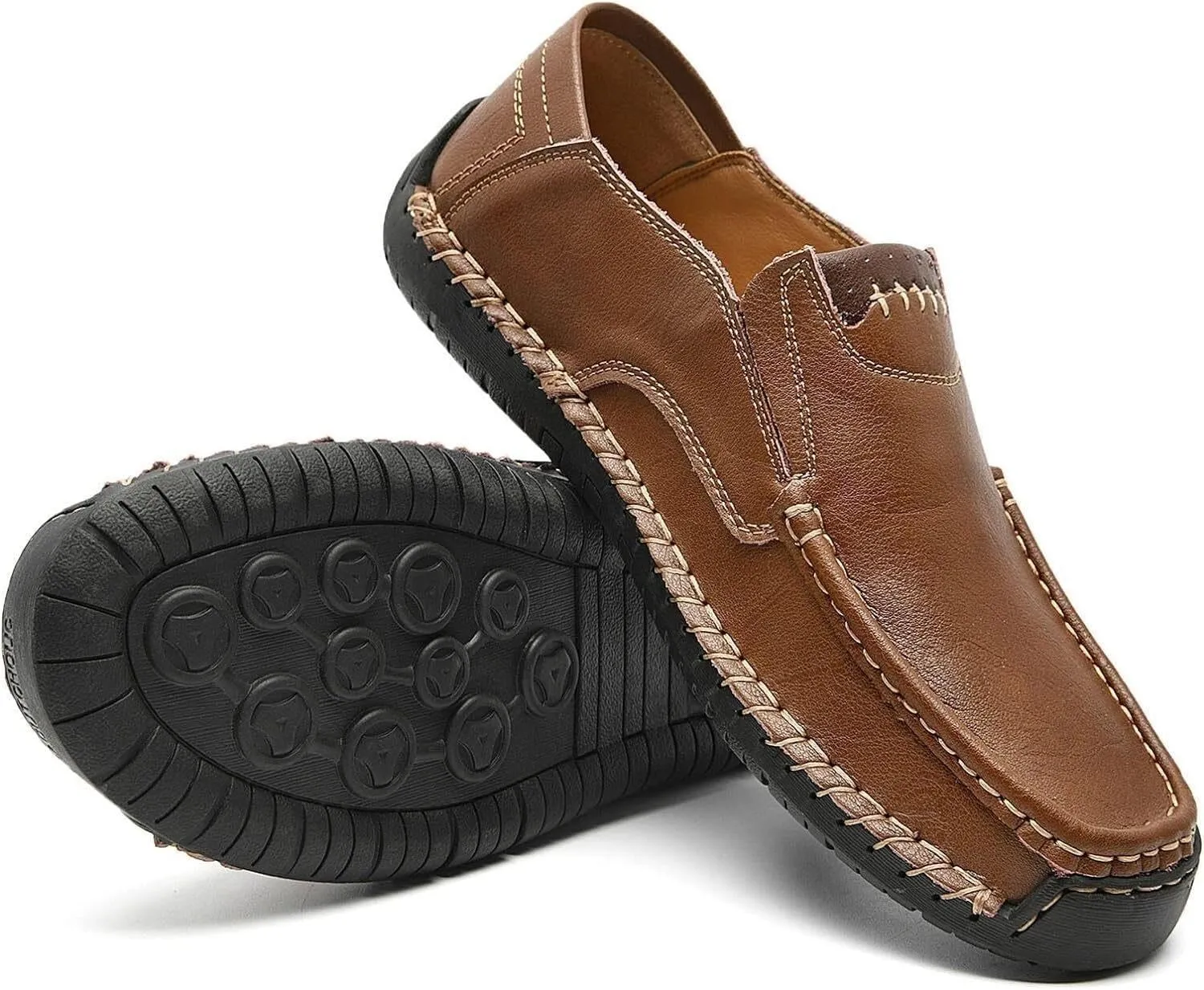 Men's Loafers Comfortable Driving Walking Shoes Slip-On Casual Leather Dress Shoes Lightweight Shoes for Men