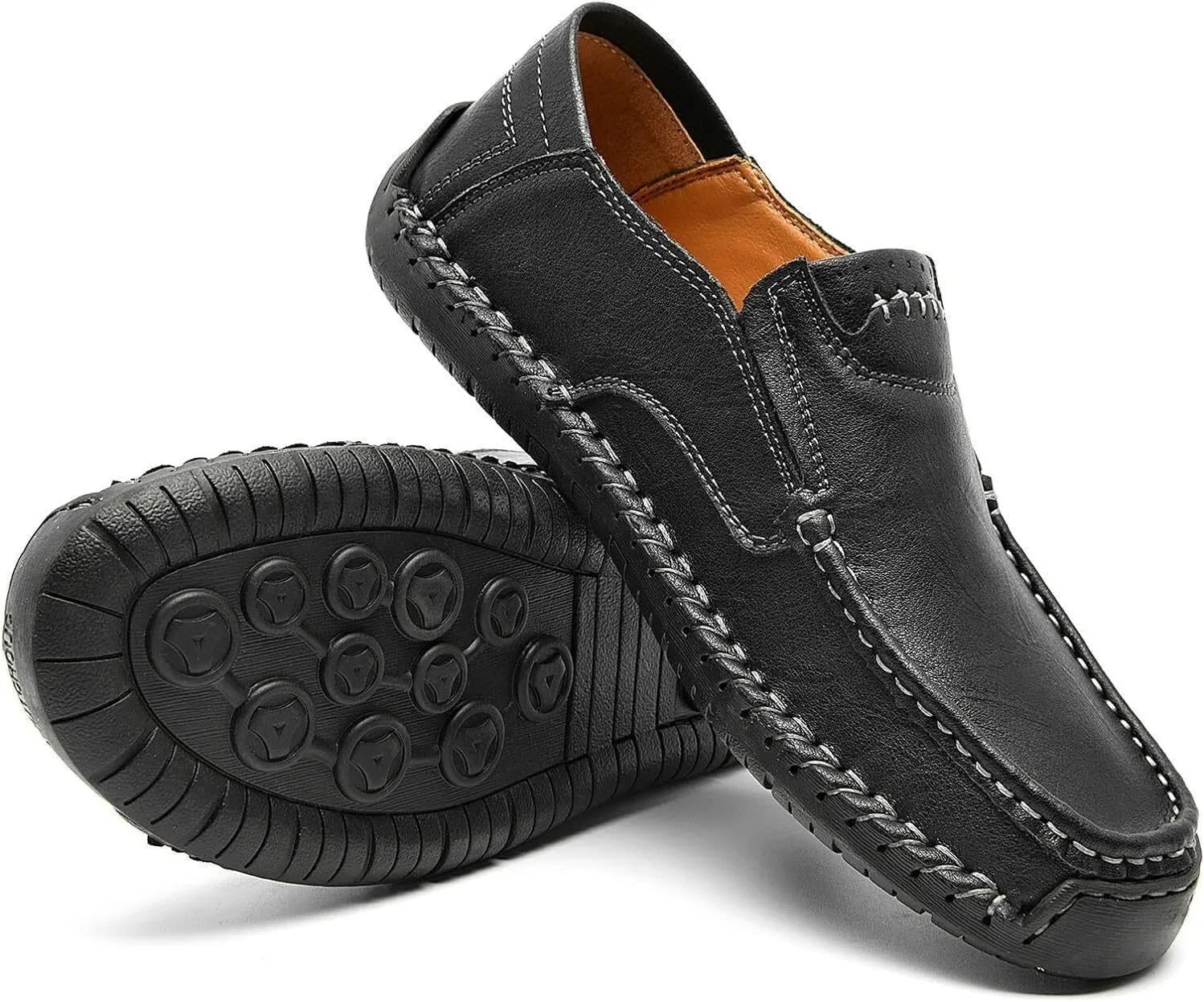 Men's Loafers Comfortable Driving Walking Shoes Slip-On Casual Leather Dress Shoes Lightweight Shoes for Men