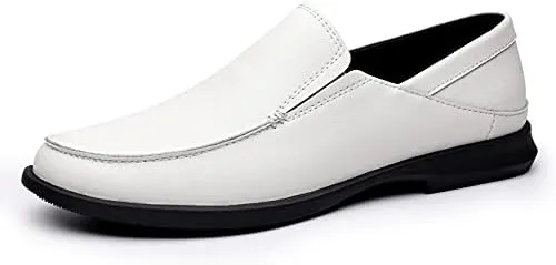 Mens Loafers Round Toe Leather Loafer Shoes Flexible Slip Resistant Anti-Slip Outdoor Party Slip-on