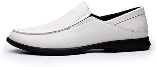 Mens Loafers Round Toe Leather Loafer Shoes Flexible Slip Resistant Anti-Slip Outdoor Party Slip-on