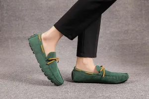 Mens Loafers Round Toe PU Leather Driving Style Loafer Slip Resistant Flexible Anti-Slip Walking Prom Slip-on(Green,11)