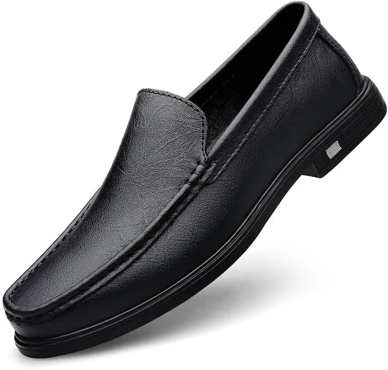 Men's Loafers Round Toe PU Leather Loafer Shoes Comfortable Flexible Resistant Casual Slip On