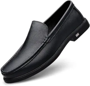 Men's Loafers Round Toe PU Leather Loafer Shoes Comfortable Flexible Resistant Casual Slip On