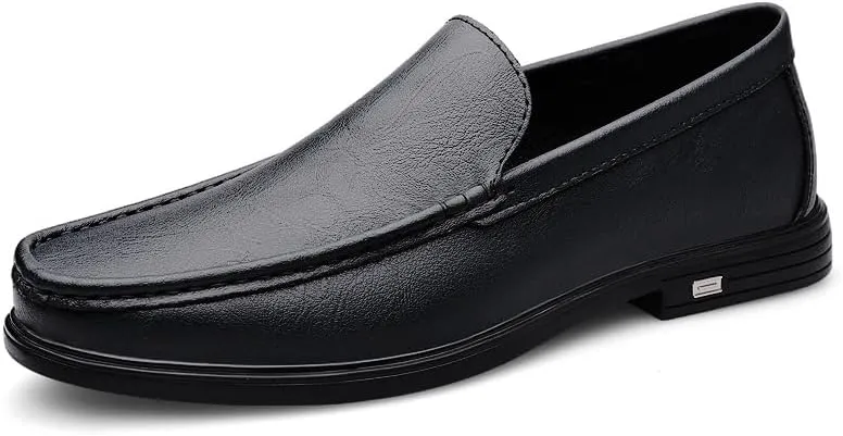 Men's Loafers Round Toe PU Leather Loafer Shoes Comfortable Flexible Resistant Casual Slip On