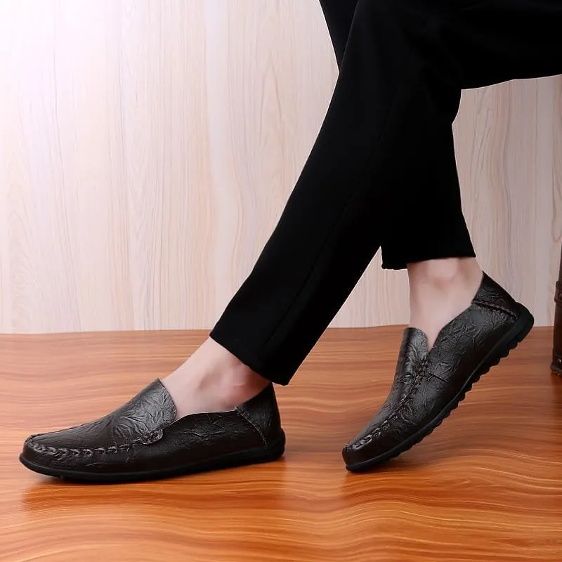 Mens Loafers Round Toe PU Leather Loafer Shoes Lightweight Comfortable Anti-Slip Prom Slip-ons