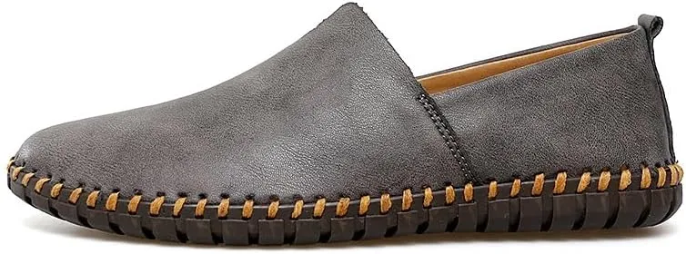 Men's Loafers Round Toe Vegan Leather Loafer Shoes Comfortable Slip Resistant Lightweight Walking Slip-on