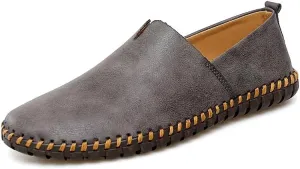 Men's Loafers Round Toe Vegan Leather Loafer Shoes Comfortable Slip Resistant Lightweight Walking Slip-on