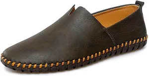 Men's Loafers Round Toe Vegan Leather Loafer Shoes Comfortable Slip Resistant Lightweight Walking Slip-on