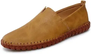 Men's Loafers Round Toe Vegan Leather Loafer Shoes Comfortable Slip Resistant Lightweight Walking Slip-on