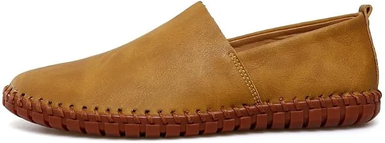 Men's Loafers Round Toe Vegan Leather Loafer Shoes Comfortable Slip Resistant Lightweight Walking Slip-on