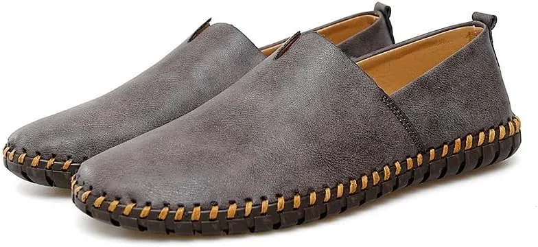 Men's Loafers Round Toe Vegan Leather Loafer Shoes Comfortable Slip Resistant Lightweight Walking Slip-on
